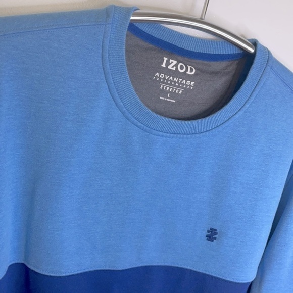 IZOD | Men’s Navy & Baby Blue Crewneck Pullover Stretch Sweatshirt Size Large - Picture 5 of 7
